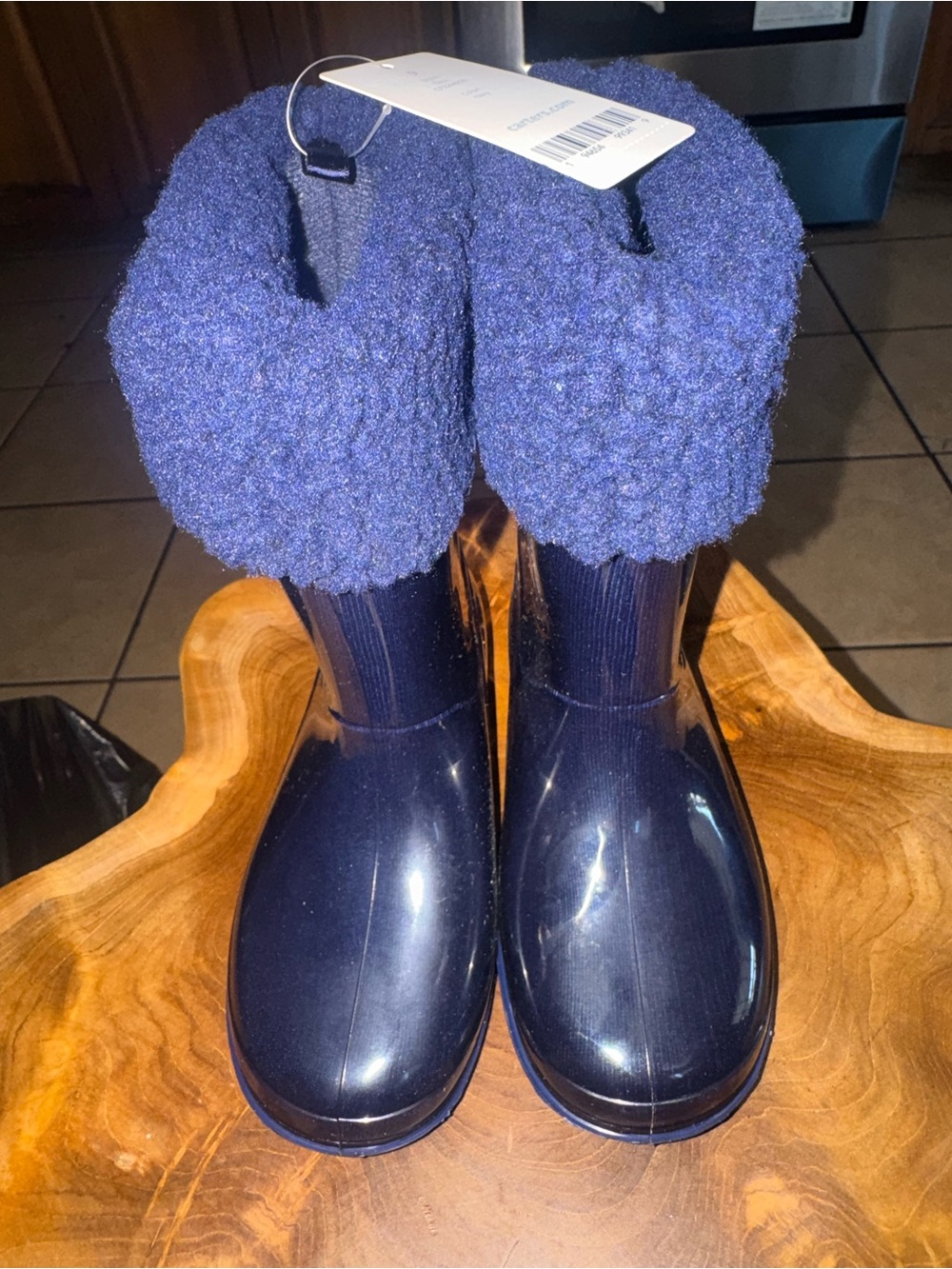 Carter's Kids Navy Blue Waterproof Rain Boots with Knit Cuff